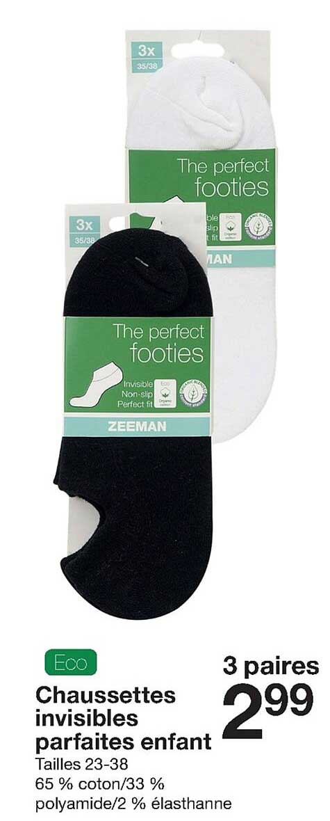 chaussettes invisible parfaites enfants zeeman