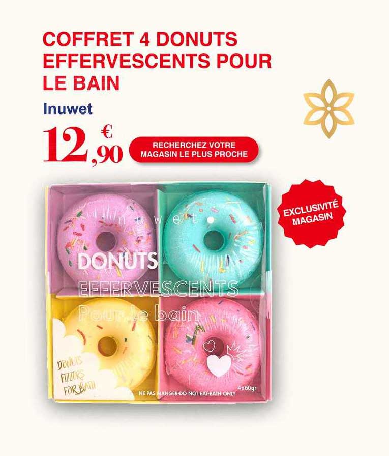 Coffret 4 Donuts Effervescents Pour Le Bain Inuwet