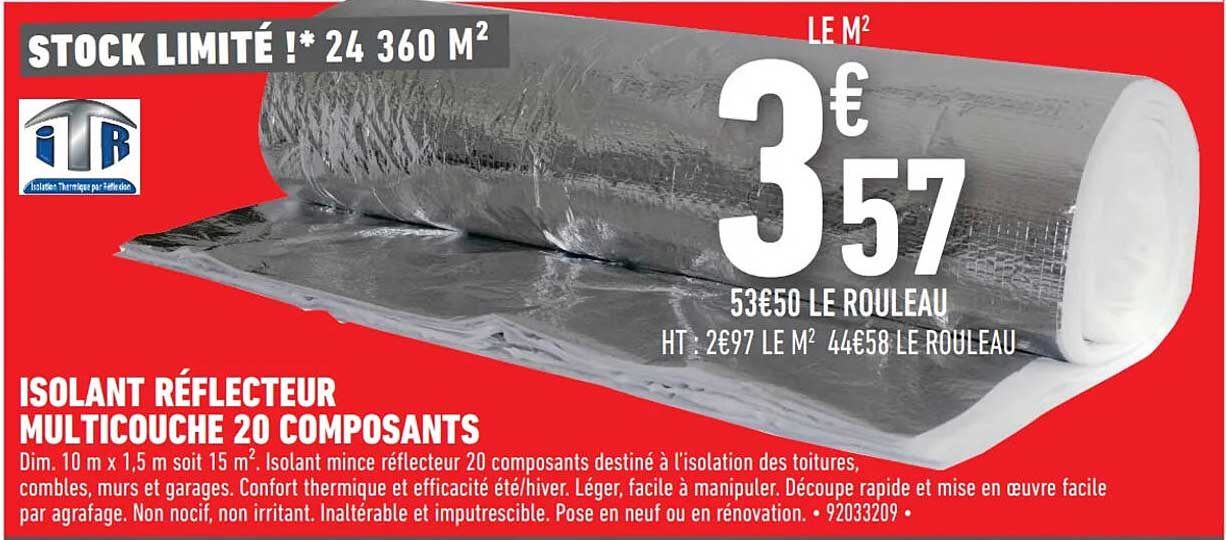 isolant réflecteur multicouche 20 composants itr