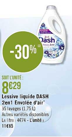 lessive liquide dash 2 en 1 envolée d'air
