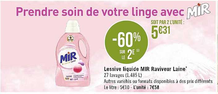 lessive liquide mir raviveur laine