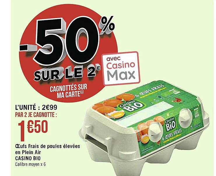 œufs frais de poules élevées en plein air casino bio