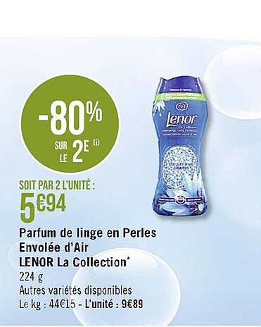 parfum de linge en perles envolée d'air lenor la collection