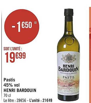 pastis 45% vol henri bardouin