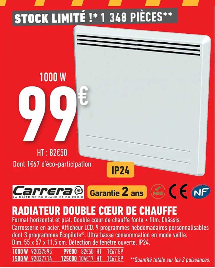radiateur double cœur de chauffe carrera