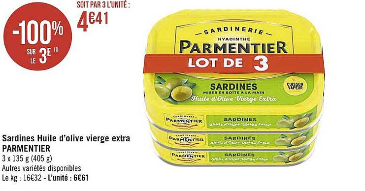 Sardines Huile D'olive Vierge Extra Parmentier