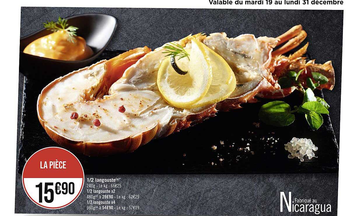 1/2 langouste, 1/2 langouste x2, 1/2 langouste x4