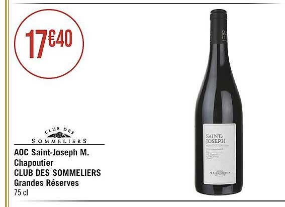 aoc saint-joseph m. chapoutier club des sommeliers grands réserves