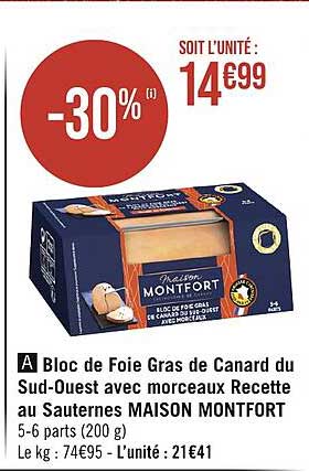 bloc de foie gras de canard du sud-ouest avec morceaux recette au sauternes maison montfort