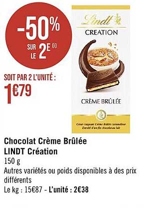 chocolat crème brûlée lindt création