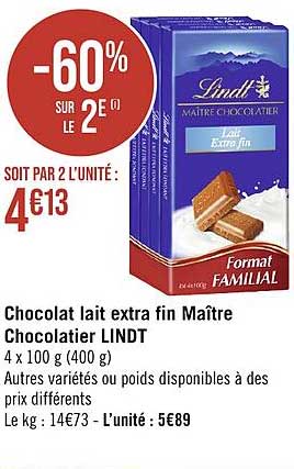 chocolat lait extra fin maître chocolatier lindt