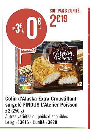 colin d'alaska extra croustillant surgelé findus l'atelier poisson