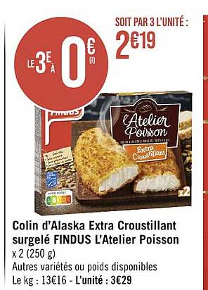 colin d'alaska extra croustillant surgelé findus l'atelier poisson