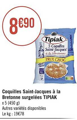 coquilles saint-jacques à la bretonne surgelées tipiak