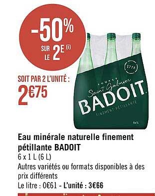 Eau Minérale Naturelle Finement Pétillante Badoit