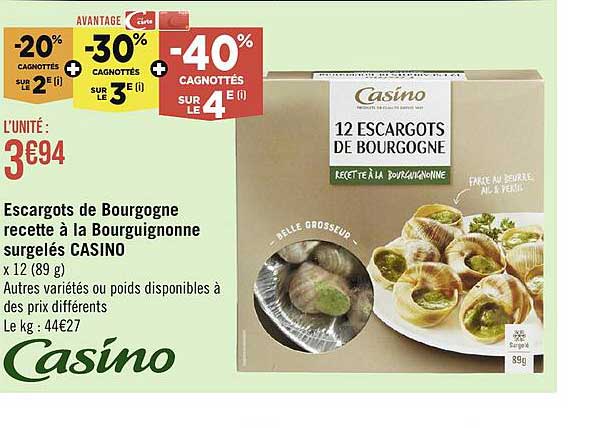 escargots de bourgogne recette à la bourguignonne surgelés casino