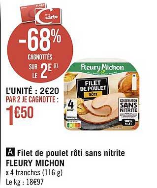 filet de poulet rôti sans nitrite fleury michon