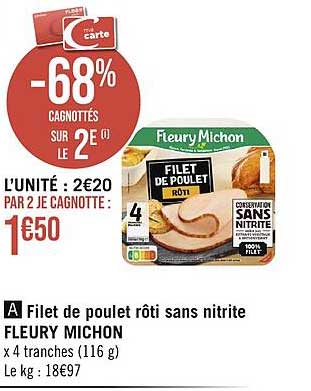 filet de poulet rôti sans nitrite fleury michon