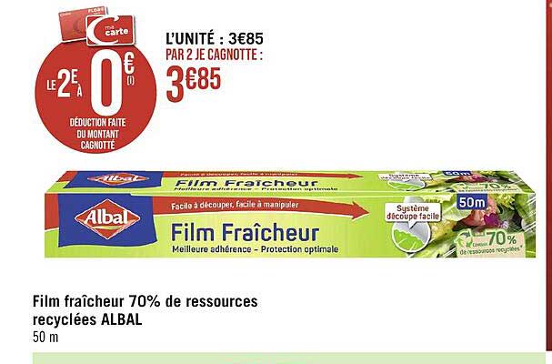 film fraîcheur 70% de ressources recyclées albal