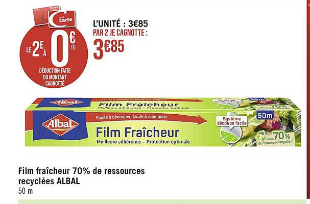 film fraîcheur 70% de ressources recyclées albal