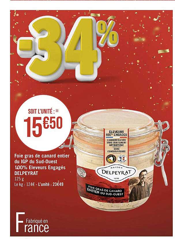foie gras de canard entier du igp du sud-ouest 100% éleveurs engagés delpeyrat