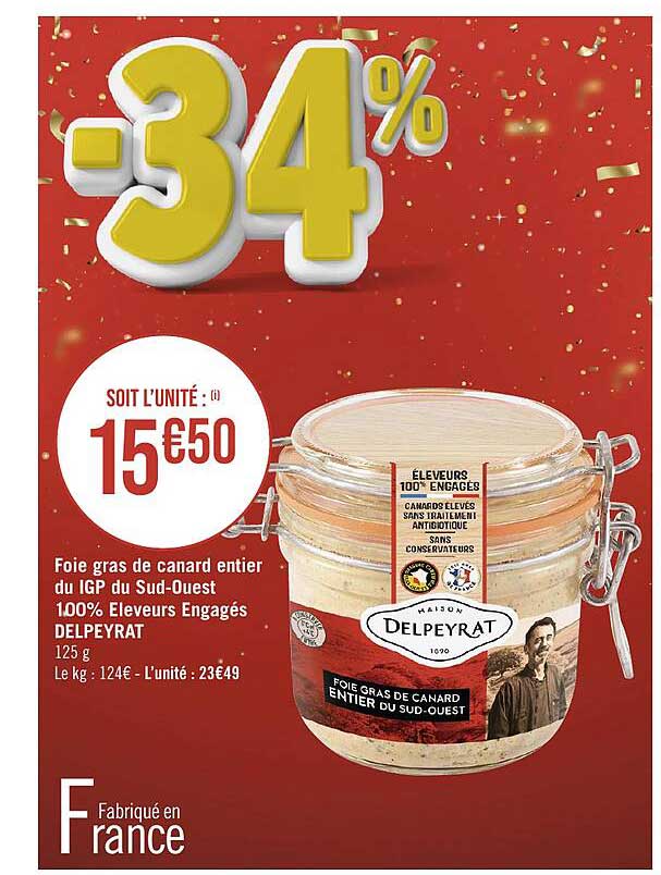 foie gras de canard entier du igp du sud-ouest 100% éleveurs engagés delpeyrat