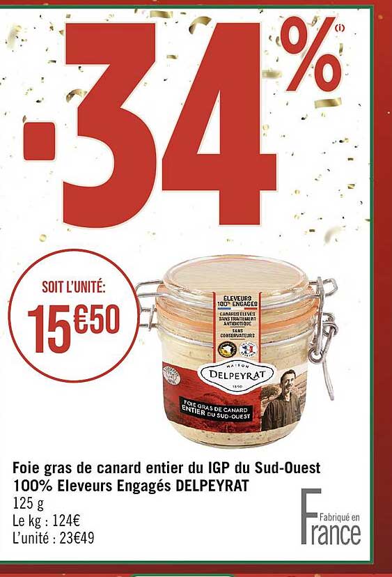 foie gras de canard entier du igp du sud-ouest 100% éleveurs engagés delpeyrat