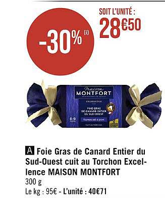 foie gras de canard entier du sud-ouest cuit au torchon excellence maison montfort