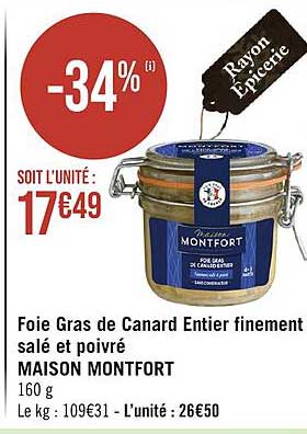 foie gras de canard entier finement salé et poivré maison montfort