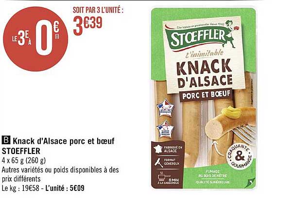 Knack D'alsace Porc Et Bœuf Stoeffler