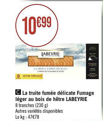 la truite fumée délicate fumage léger au bois de hêtre labeyrie