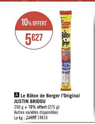 le bâton de berger l'original justin bridou