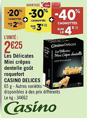 les délicates mini crêpes dentelle goût roquefort casino délices