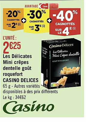 les délicates mini crêpes dentelle goût roquefort casino délices