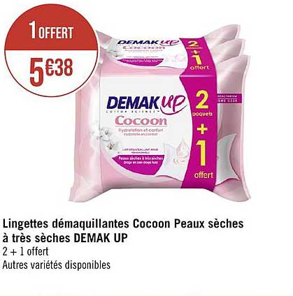 lingettes démaquillantes cocoon peaux sèches à très sèches demak up