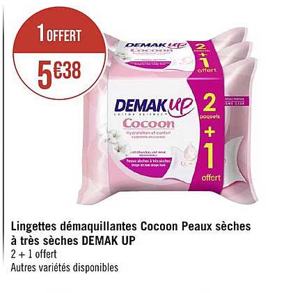 lingettes démaquillantes cocoon peaux sèches à très sèches demak up