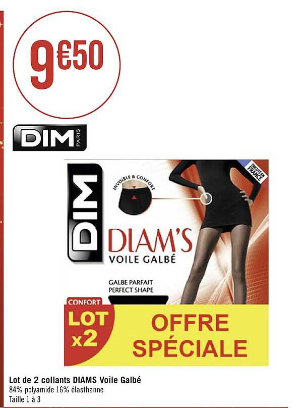 lot de 2 collants diams voile galbé dim