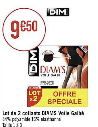 lot de 2 collants diams voile galbé dim