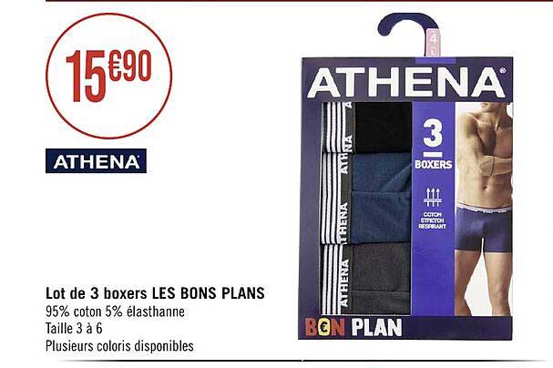 lot de 3 boxers les bons plans athena