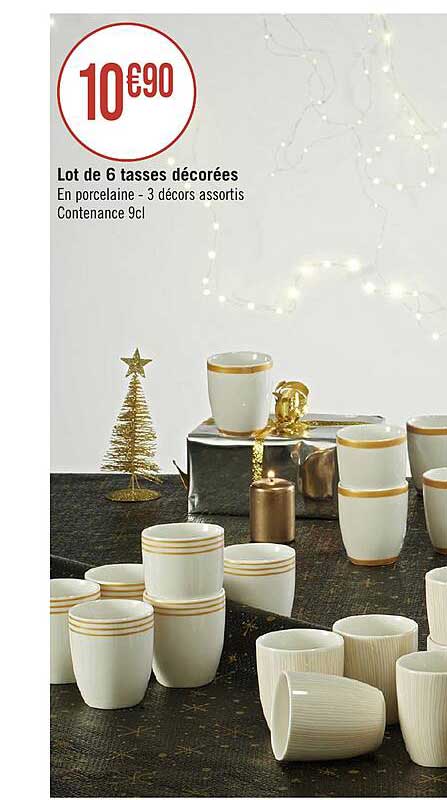 lot de 6 tasses décorées