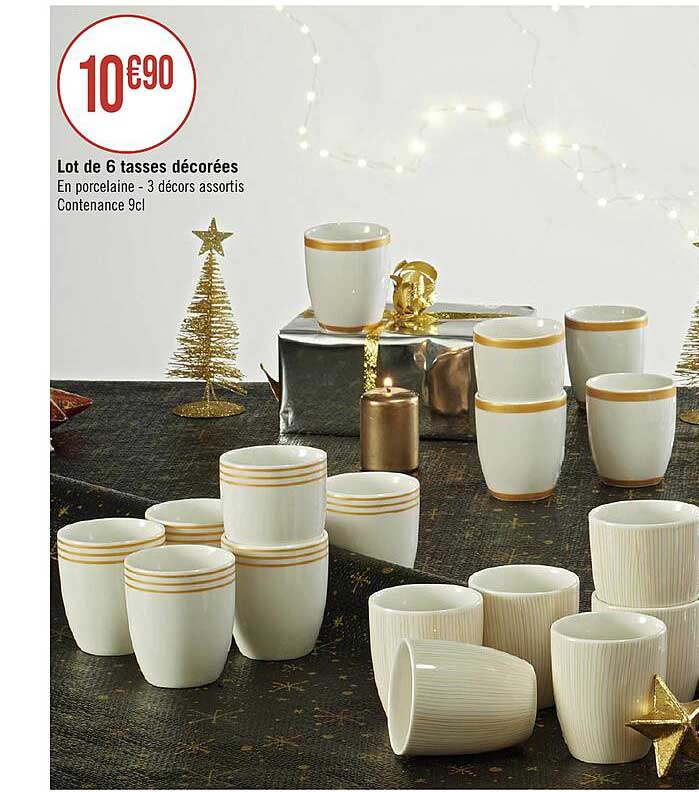 lot de 6 tasses décorées