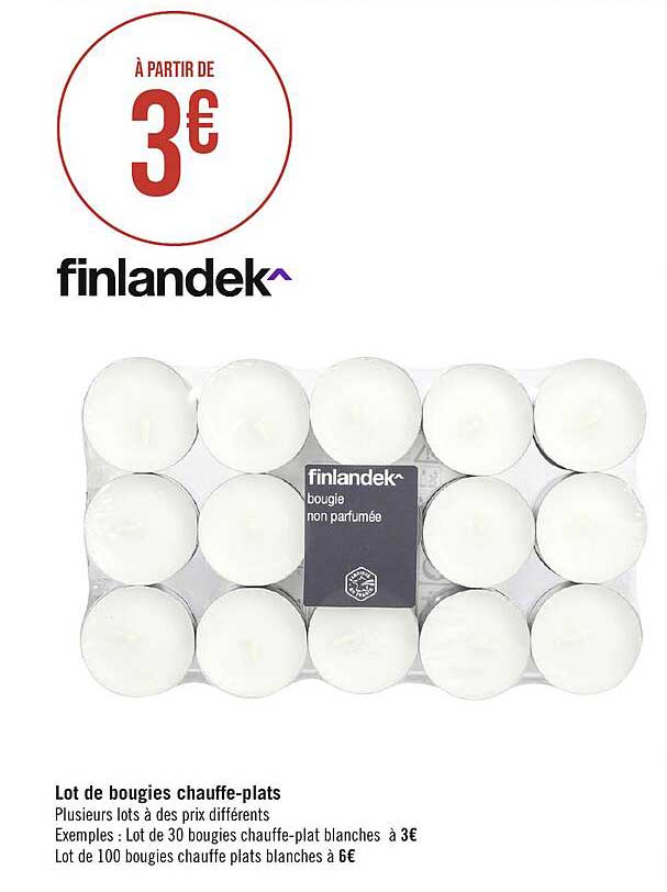 Lot De Bougies Chauffe-plats Finlandek^