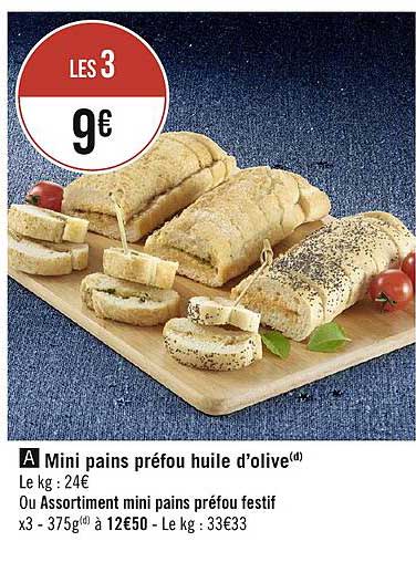mini pains préfou huile d'olive ou assortiment mini pains préfou festif