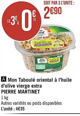 mon taboulé oriental à l'huile d'olive vierge extra pierre martinet