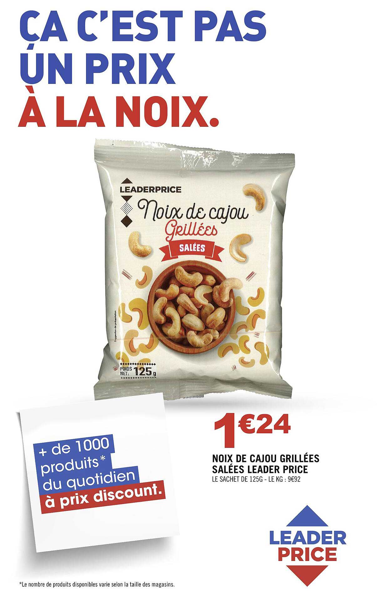 noix de cajou grillées salées leader price