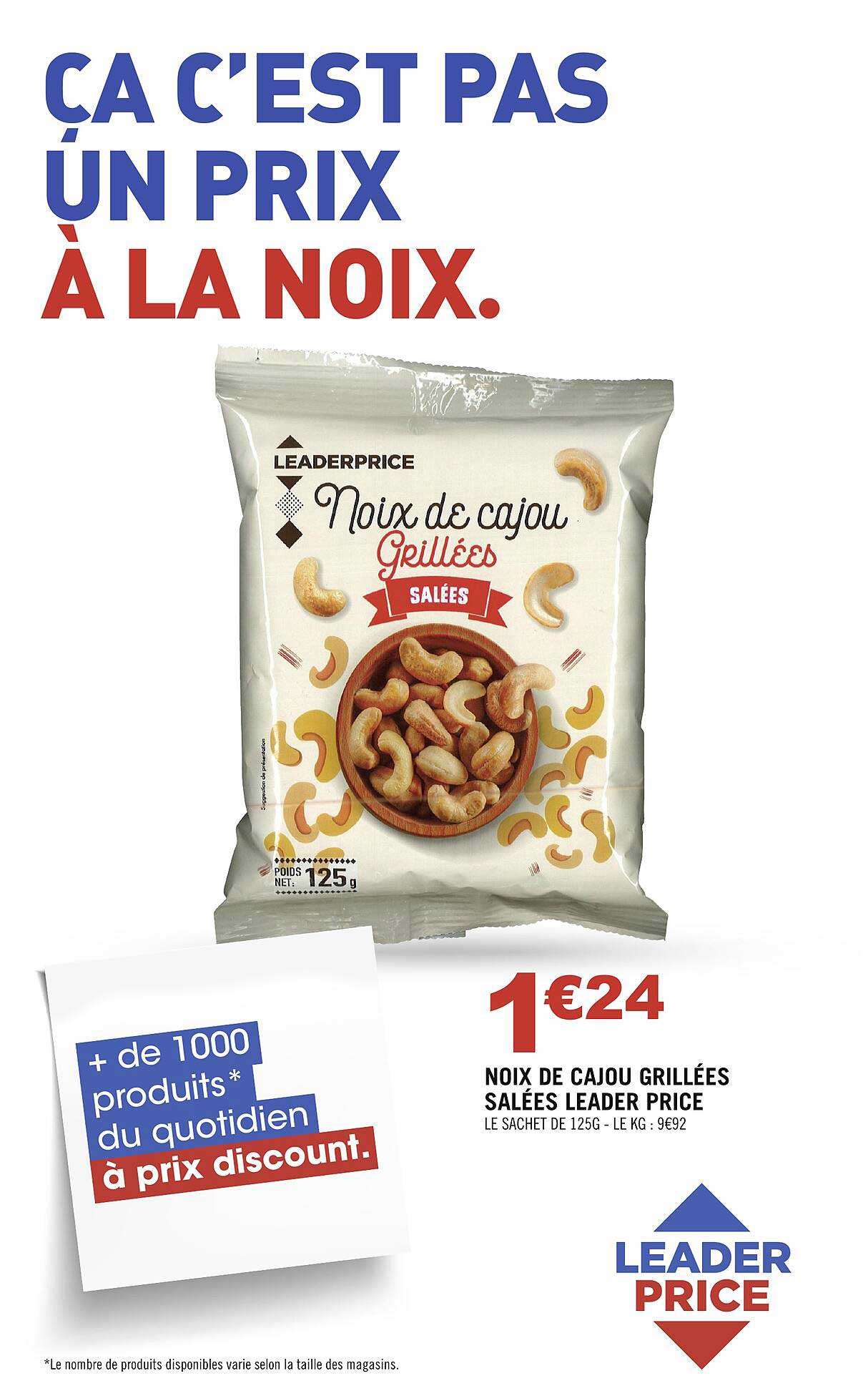 noix de cajou grilles salées leader price