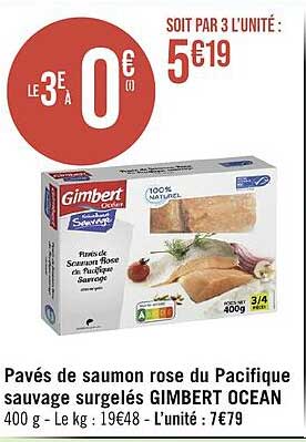 pavés de saumon rose du pacifique sauvage surgelés gimbert océan