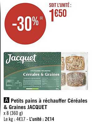 petits pains à réchauffer céréales & graines jacquet