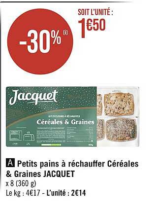petits pains à réchauffer céréales & graines jacquet