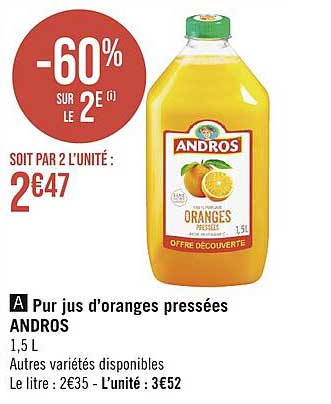 pur jus d'oranges pressées andros